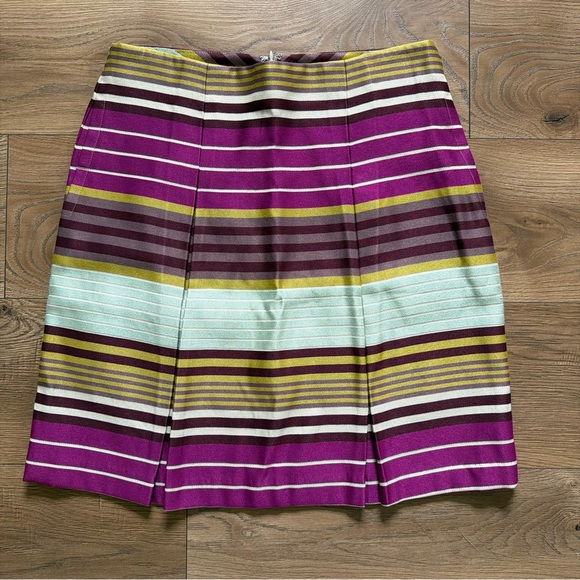 J. McLaughlin Striped Pencil Skirt Size 8 Purple Multicolor Made in USA